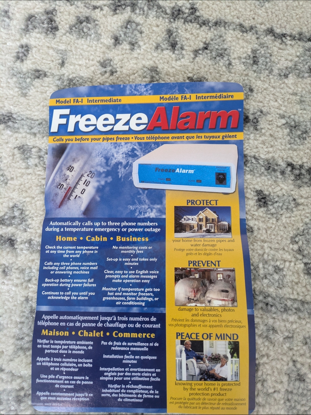 Freeze Alarm Temperature Alert Unit  - Blue, Yellow & White